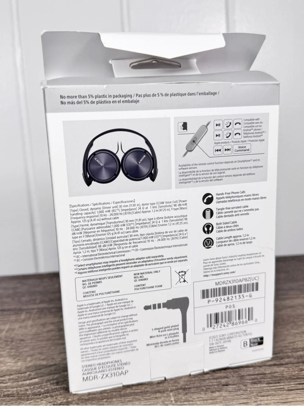 NEW Sony MDR-ZX310AP ZX Series Wired On-Ear Headphones with Mic